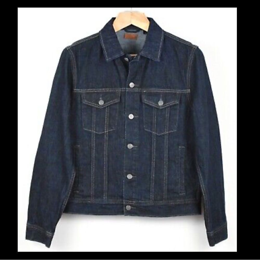 J Crew Classic Denim Jacket in Dark Blue Rinse Wash